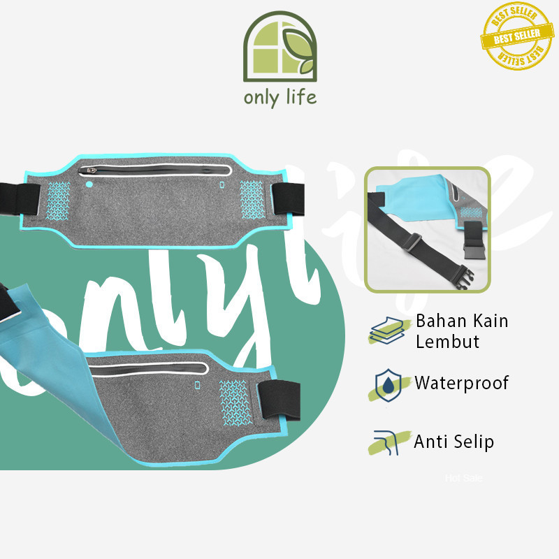 OnlyLife Sangat tipis Tas Pinggang Olahraga Tas Ponsel Lari Peralatan Luar Ruangan Pria dan Wanita T