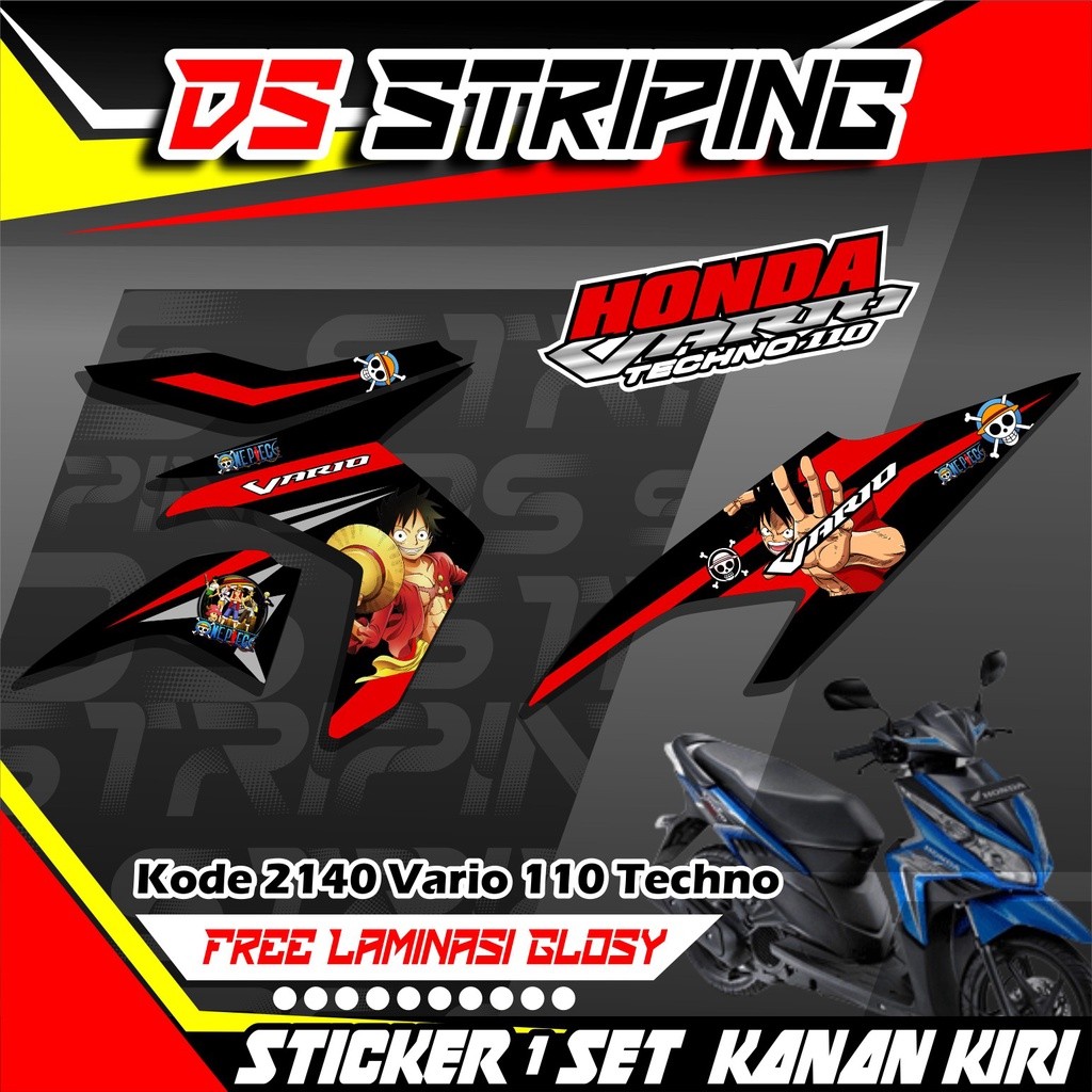2140 Sticker Striping Motor VARIO 110 TECHNO Desain Motif Luffy One Piece joss