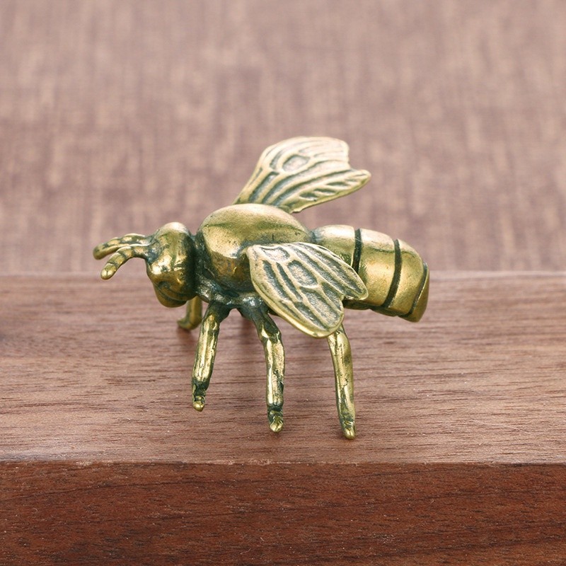 

Solid Brass Insect Honeybee Figurines Miniatures Tea Pet Funny Beetle Crafts Collection Desktop Small Ornaments Home Decorations