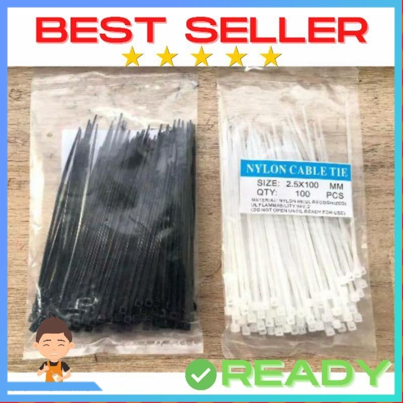 

Cable Ties 100 mm White Black | Kabel Ties | Cable Tie | Putih | Kabel Tis 100pcs - SZ