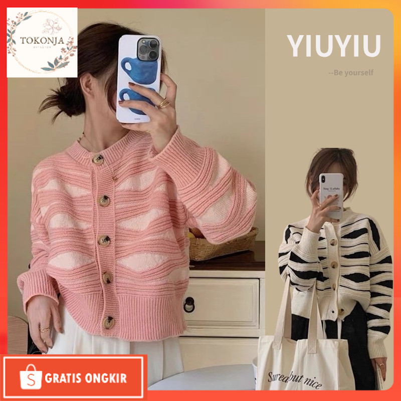 Cardigan Korea / YIU YIU Rajut - Cardigan Rajut Korea Sweater Cardigan Premium Kardigan Wanita Lenga