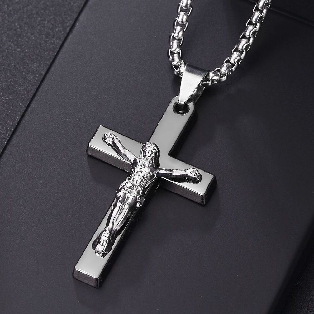 Christian Jesus Cross Necklace For Women Men Stainless Steel Chains Choker Religion Pendants Jewelry