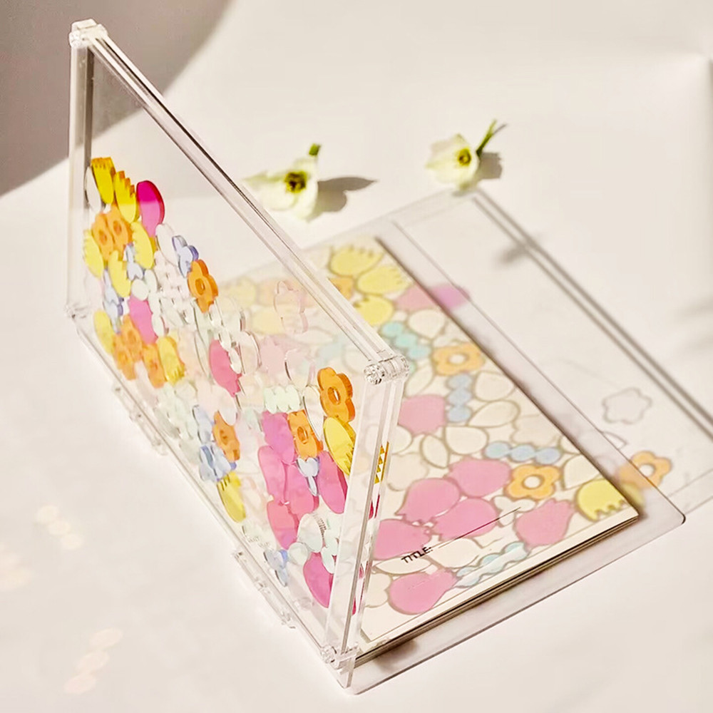 

A5/A7 Acrylic Binder Notebook Flowing Flower/Heart Projectable Diary Book Transparent And Visible Note Diary Books Cover