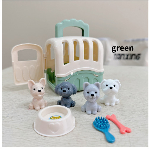 Pretend Play Toy Cute Dog Pet Family Toys Mini Fashion Cat Dog House Kennel Bathtub Play House Toy D