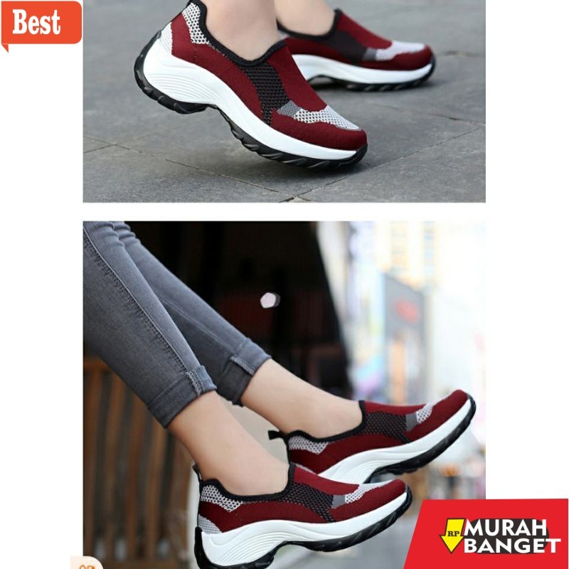 sepatu olahraga wanita Sepatu Sneakers Wanita Sepatu Sneakers Wanita Wedges Premium Import Tanpa Tal