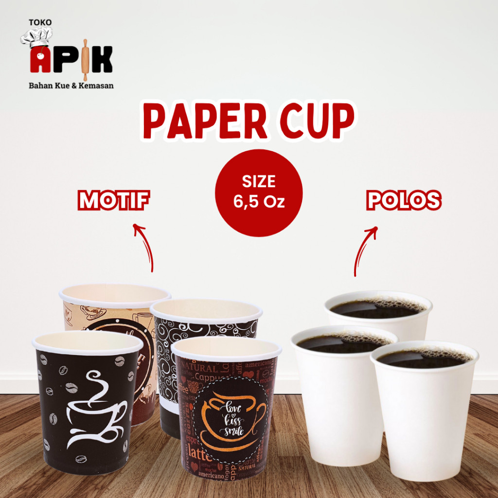 PAPER CUP 6,5 OZ BISA DIGUNAKAN UNTUK KOPI DAN TEH PANAS / DINGIN