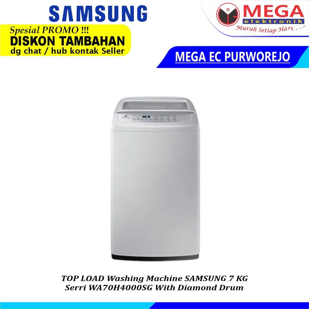 MESIN CUCI SAMSUNG WA70H4000SG 1 TABUNG7KG DIAMOND DRUM TOP LOADING