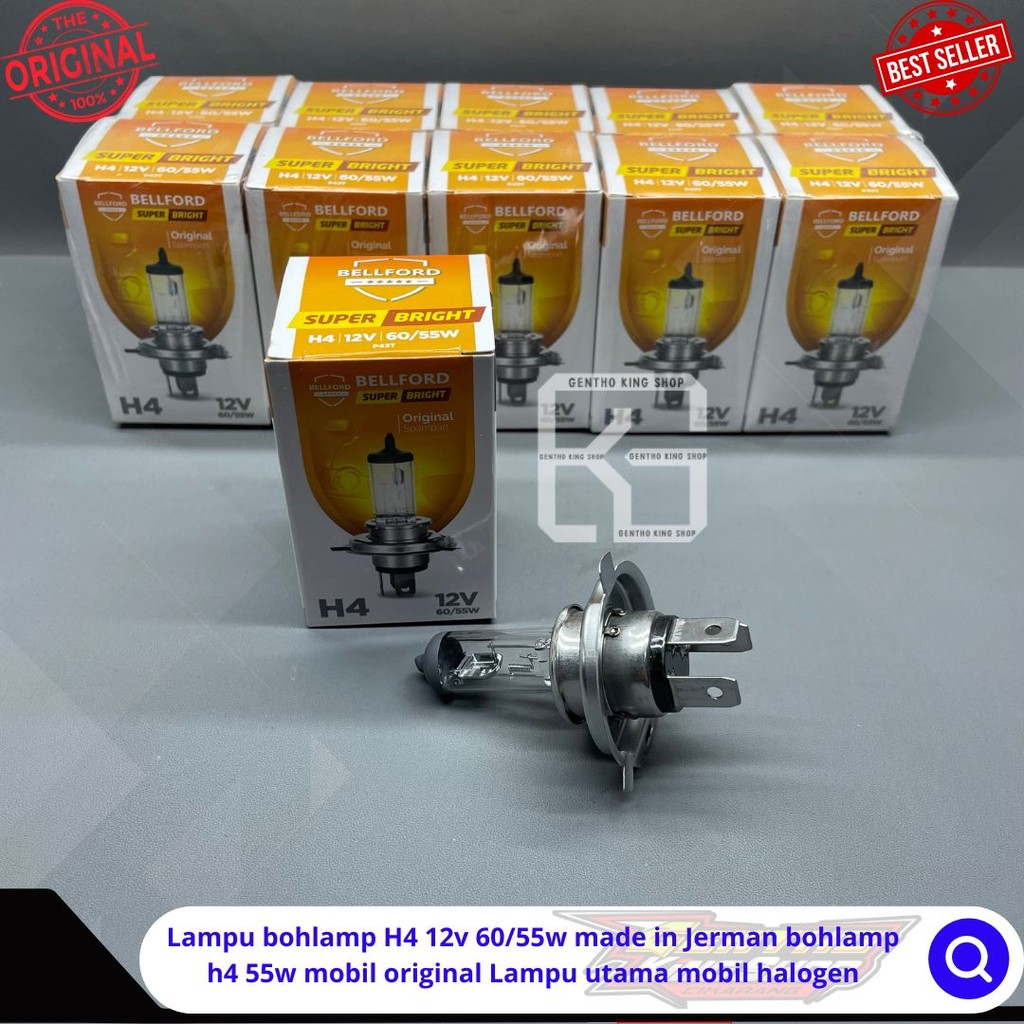 Lampu bohlamp H4 12v 60/55w made in Jerman bohlamp h4 55w mobil original Lampu utama mobil halogen