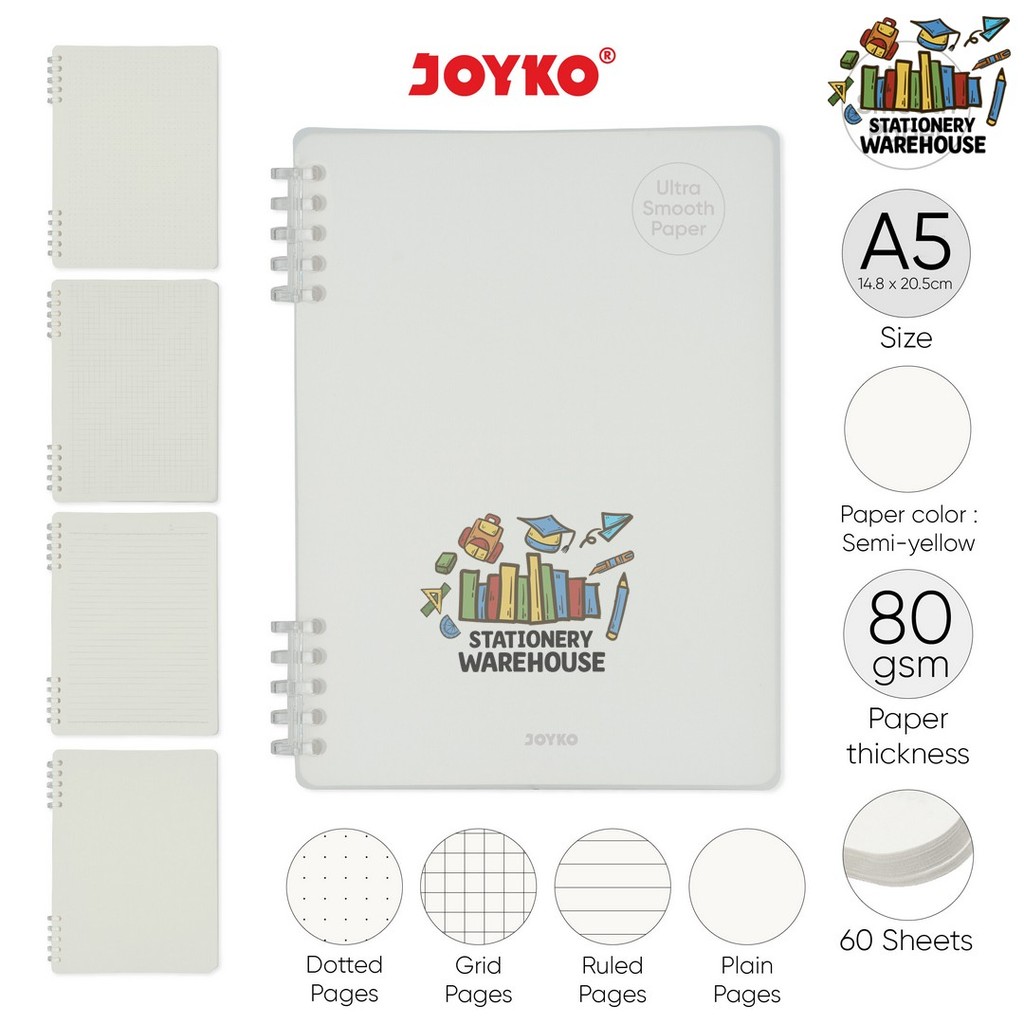 

Notebook Diary Agenda Buku Catatan Joyko NB-739 Dotted Grid Ruled Plain Ultra Smooth Paper A5