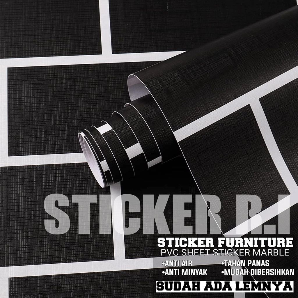 Wallpaper Dinding Bata Hitam dan motif laris Ukuran 4 meter x 45 cm Wall Sticker Welpeper