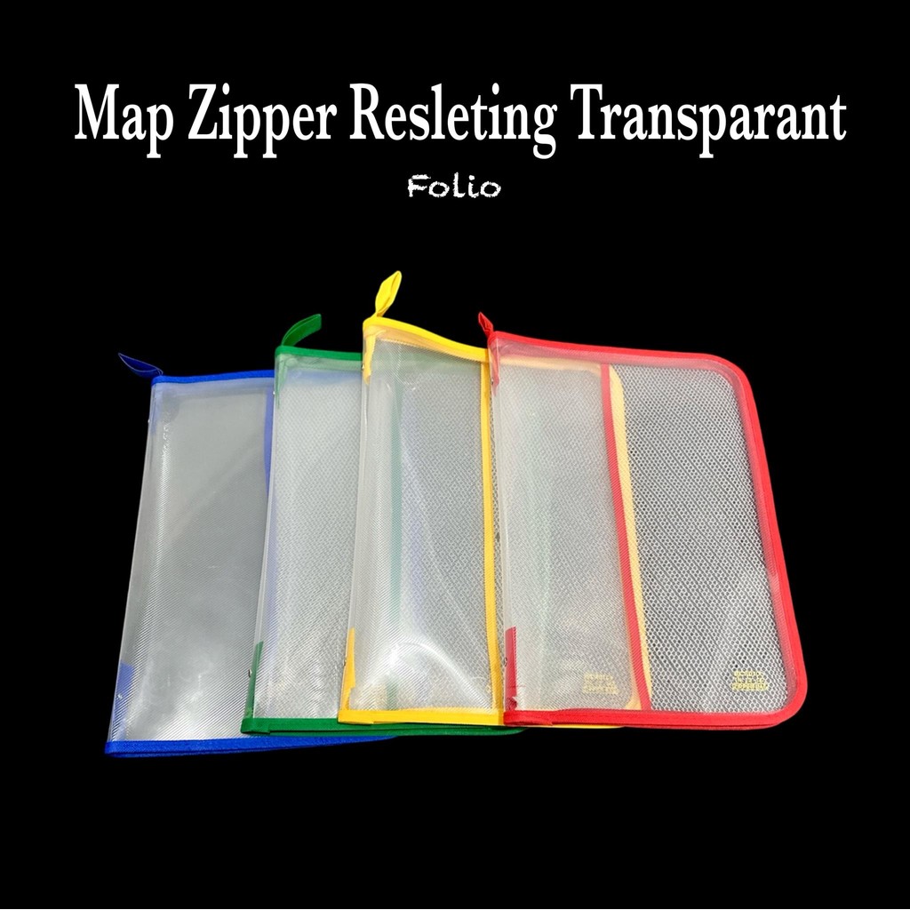 

Map Zipper Resleting Jaring TRANSPARAN / Tas Dokumen F4 Folio (Pcs)