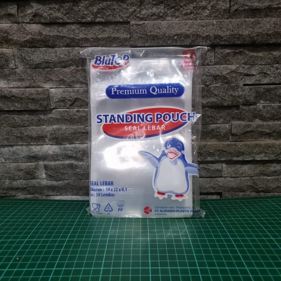 

PP Klip Standing Pouch 14x22 (Seal Lebar) BluTop @50pcs