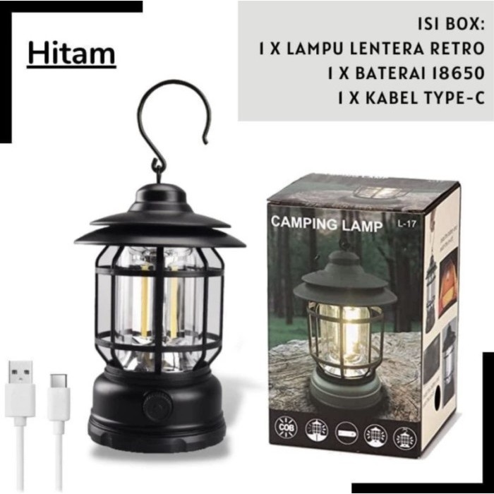 (GAS) Retro Lentera Lampu Camping Gantung Retro Model Petromax Rechargeable