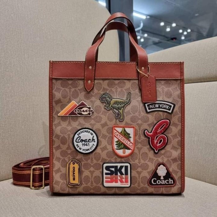 Ready Tas C6846 Field Tote In Signature Canvas With Patches Ori