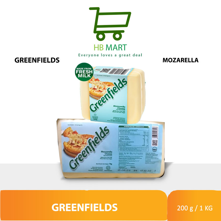 

Mozarella cheese Greenfields / keju mozarella Greenfields 200g 1kg murah / GREENFIELD MOZZARELLA