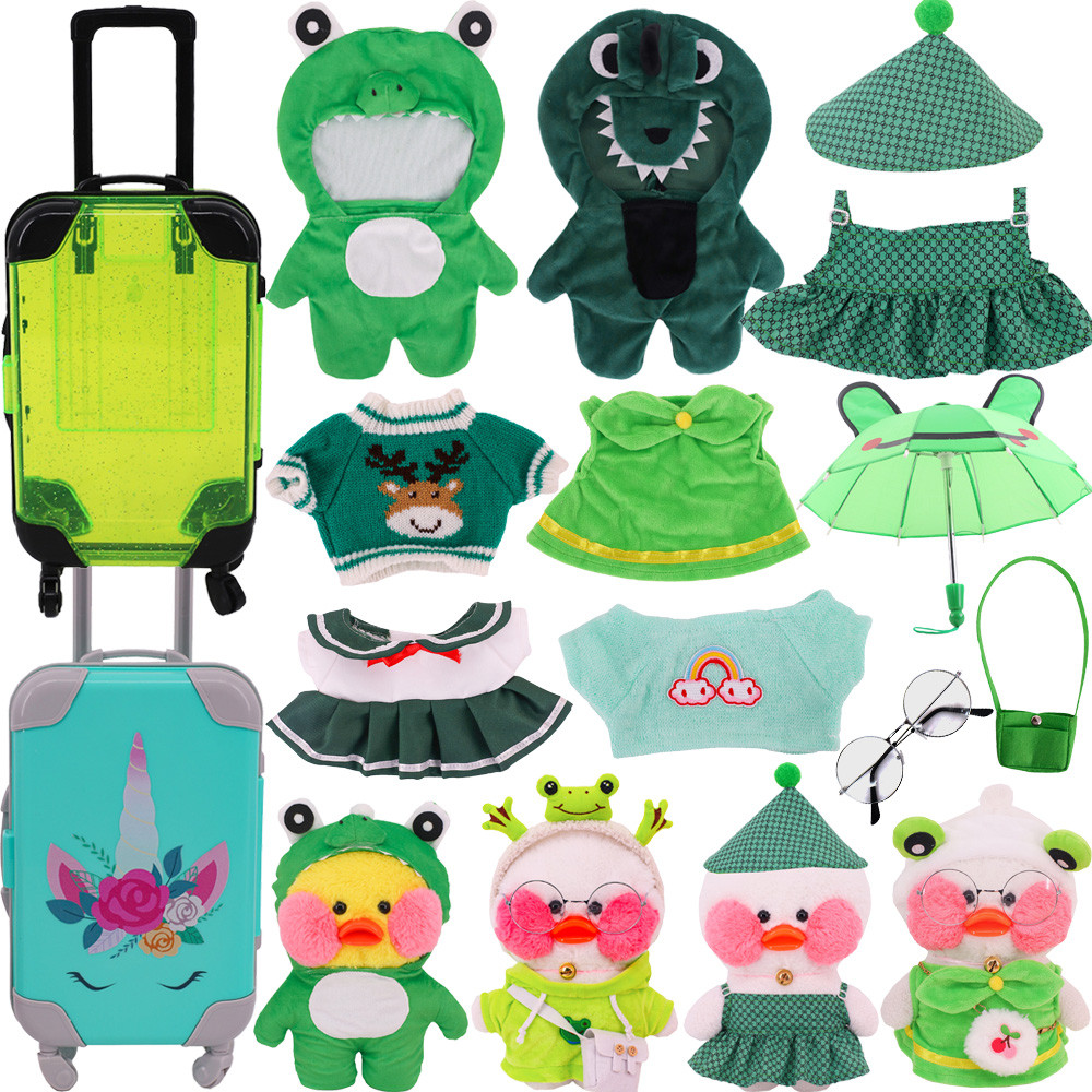Duck Clothes Suitcase Umbrella Kawaii Animal Set for 30cm Plush Lalafanfan Yellow Duck Doll Clothes 