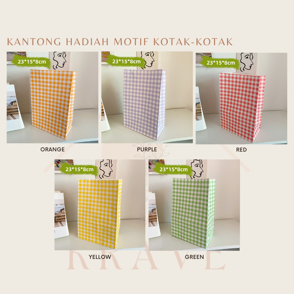 

RUMAH KRAVE - Kantong Hadiah Motif Kotak-Kotak Plaid Gift Bag