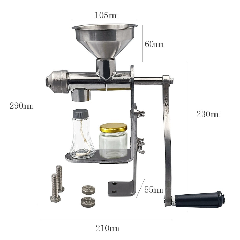 Alat Pemeras Minyak Biji-Bijian Manual Mesin Press Oil Biji Bijian Kacang Otomatis Stainless Steel