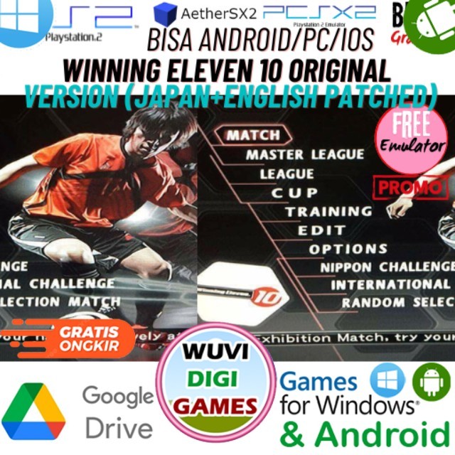 Jual PS2 Winning Eleven 10 Original Version (Japan+English Patched) | Bisa di PC / Android / IOS Plu