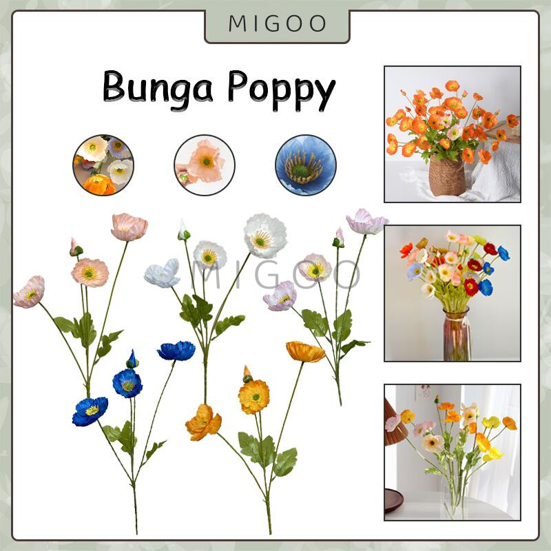 Bunga Poppy Plastik Daisy / Bunga Poppy Plastik / Hias Dekorasi Home