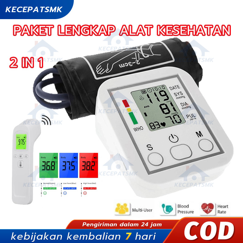Paket Lengkap Alat Kesehatan 2 in 1 Tensimeter Tensimeter Digital Alat Cek Pengukur Tekanan Tensi Da