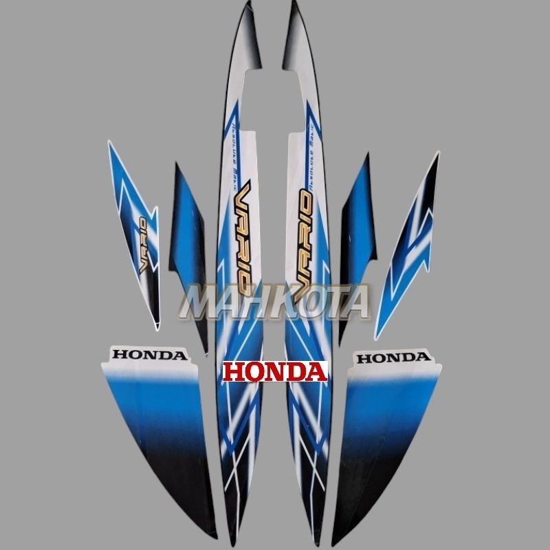 Striping Stiker Honda Vario 110 karbu 2006 standar Hitam Biru putih Fullset
