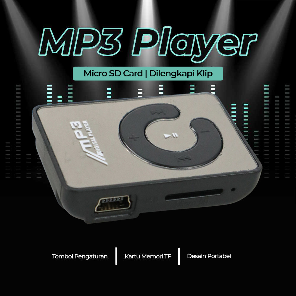 

C-Logo MP3 Player Micro SD Card dengan Klip