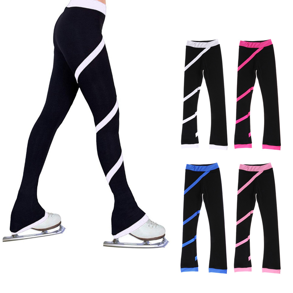 Women Girls Ice Skating Pants Figure Skate Trousers Tights Legging with Fleece Lining Ice Skating Pr