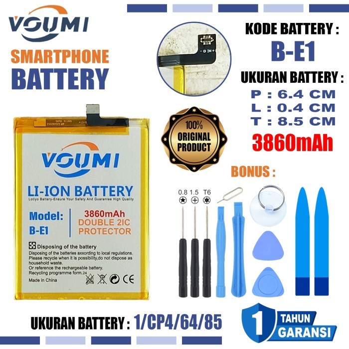 Batere Batre VOUMI B-E1 Baterai Battery Double IC Power BE1 High Capacity Compatible Hp Vivo Y71 - 1
