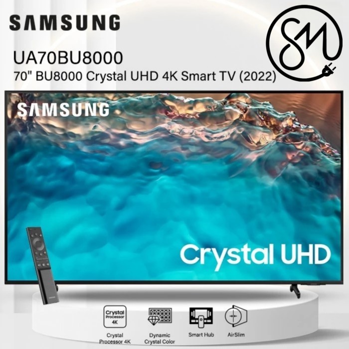 LED TV Samsung 70 inch UA70BU8000 Smart Tv 4K Crystal UHD 70BU8000