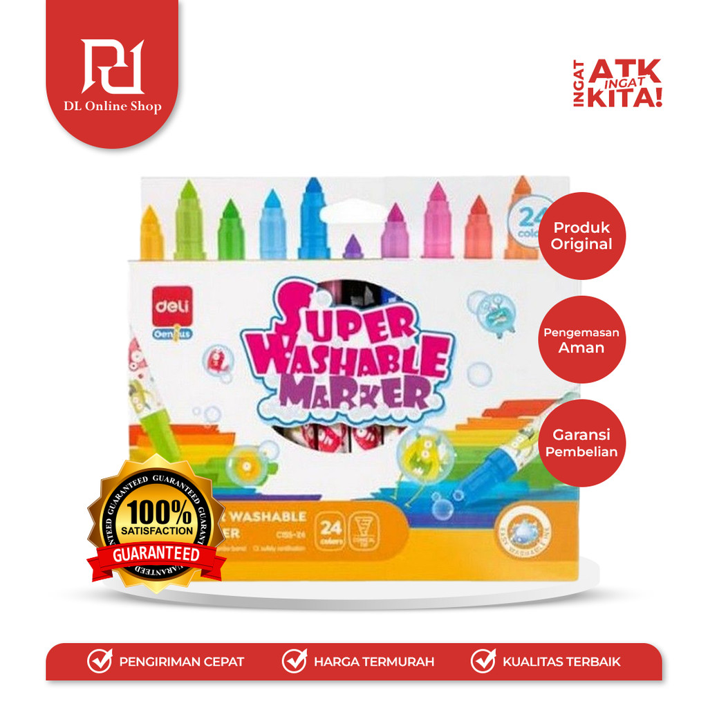 

DELI SPIDOL SUPER WASHABLE/ SUPER WASHABLE MARKER 24 EC155-24 (1SET)