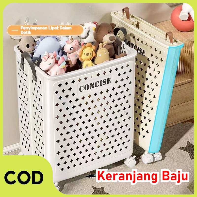 【COD】Keranjang Pakaian Kotor Dan Bersih Keranjang Multifungsi Keranjang Baju Keranjang Roda Serbagun