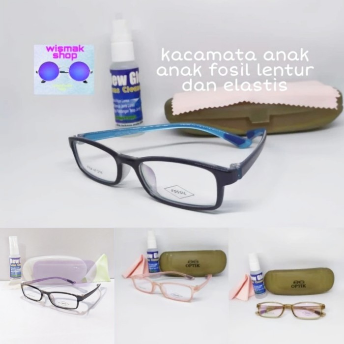 frame Kacamata anak lentur elastis fossil - Hitam