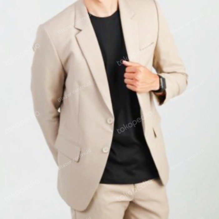 ✔WY.SY✔ - READY STOCK jas blazer pria cream slimfit/blazer pria - S