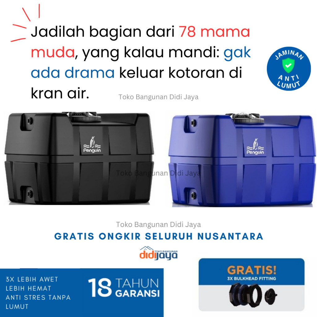 Tandon Air Kotak Kubik Penguin TE 100 1000 Liter | Toren Air | Tangki Air Tanam Penguin