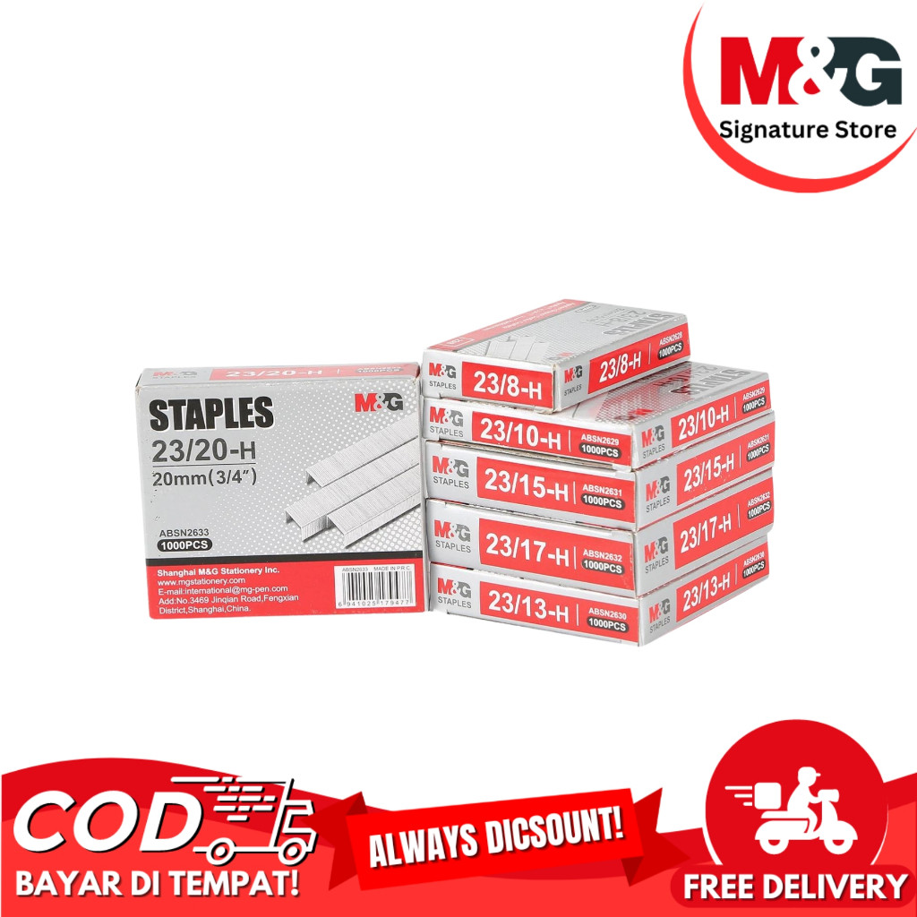 

Staples M&G ABS916C7 & ABSN26 Isi Hekter Ukuran 24/8 23/8 23/10 23/13 23/17 23/20 23/24 Isi 1000 Pcs Refil Stapler - SATUAN
