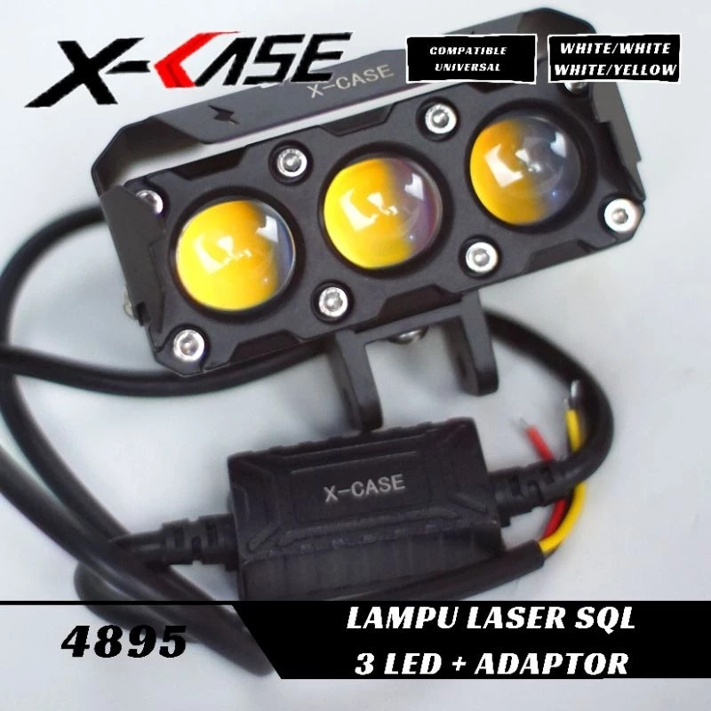 Lampu Tembak Sorot SQL 3 Mata LED 45W X-CASE Plus Kipas Ballast Putih Kuning Universal Motor Mobil