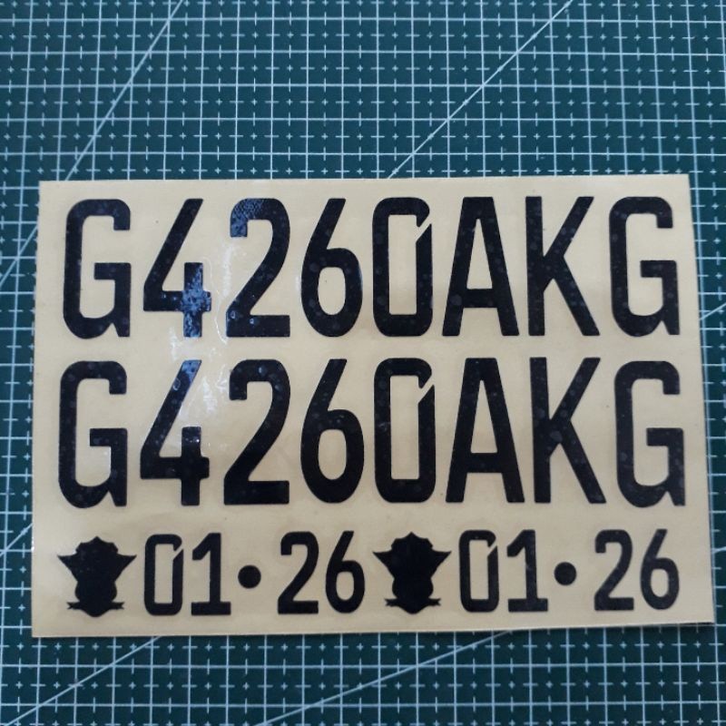 STIKER PLAT NOMOR MOTOR / MOBIL  HITAM