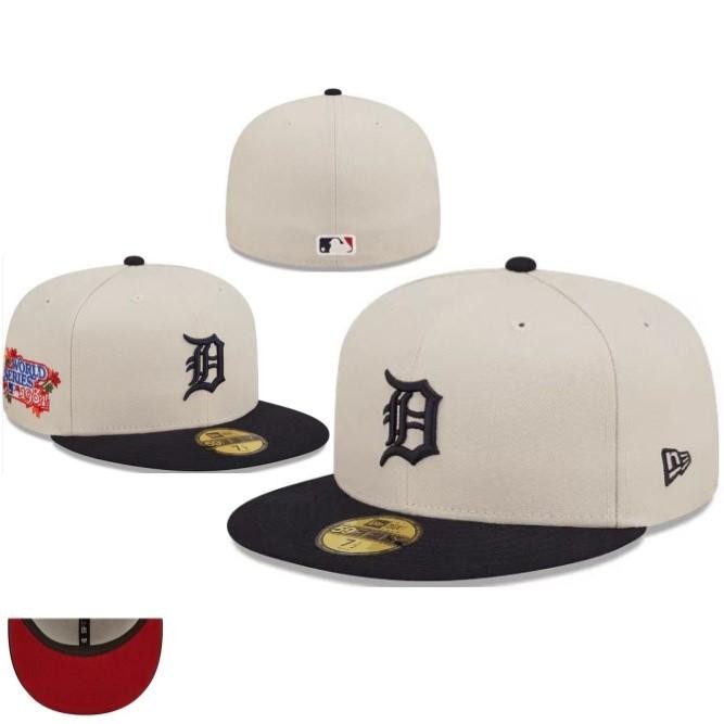 Topi Fitted Detroit Cream Black World Series 1984 Visor Red Bordir Build Up Caps - 7 1/4