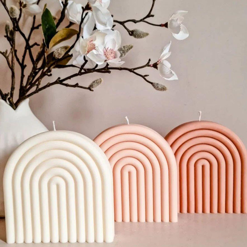 

DIY Rainbow Candle Making Silicone Mold Handmade Geometry Scented Candle Wax Mould Soap Plaster Resin Cake Molds Craft Supplies