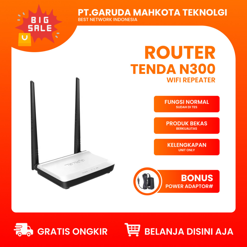Router Tenda N300 300Mbps Wireless Wifi Extender Second