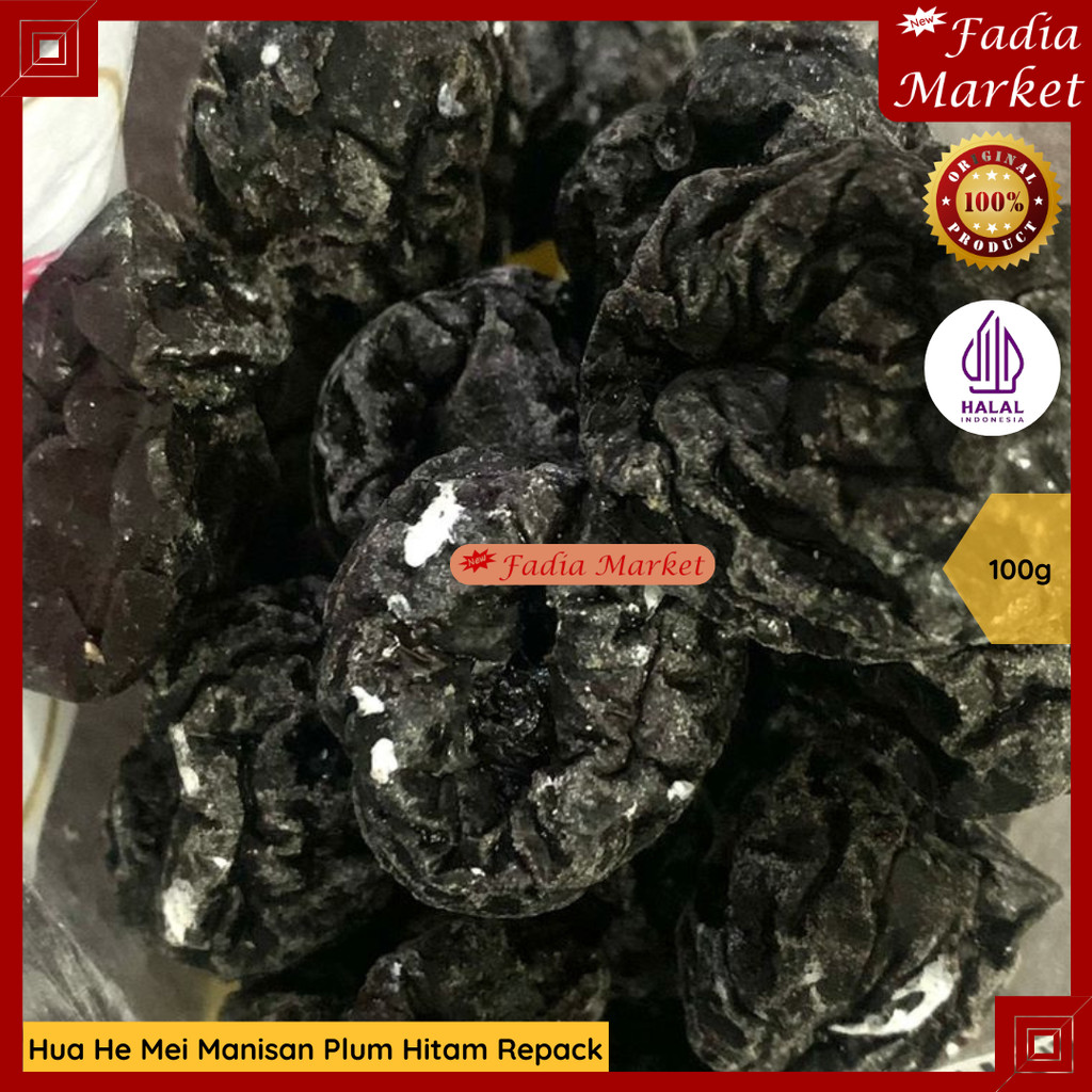 

Hua He Mei Manisan Plum Kiamboy Kiamoy Hitam Tanpa Biji Repack Kiloan Imlek Sincia 100g
