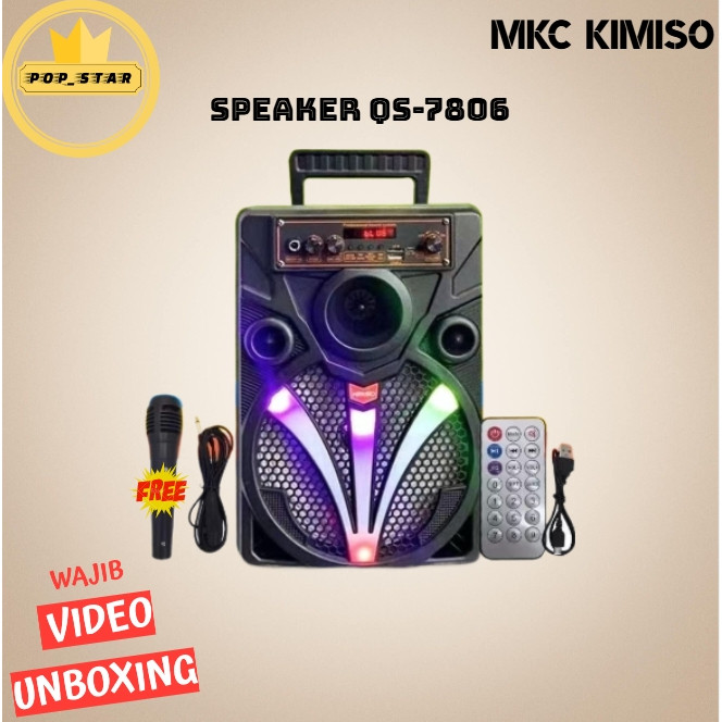 Speaker bluetoot portable QS-7806 8,8inc free mic