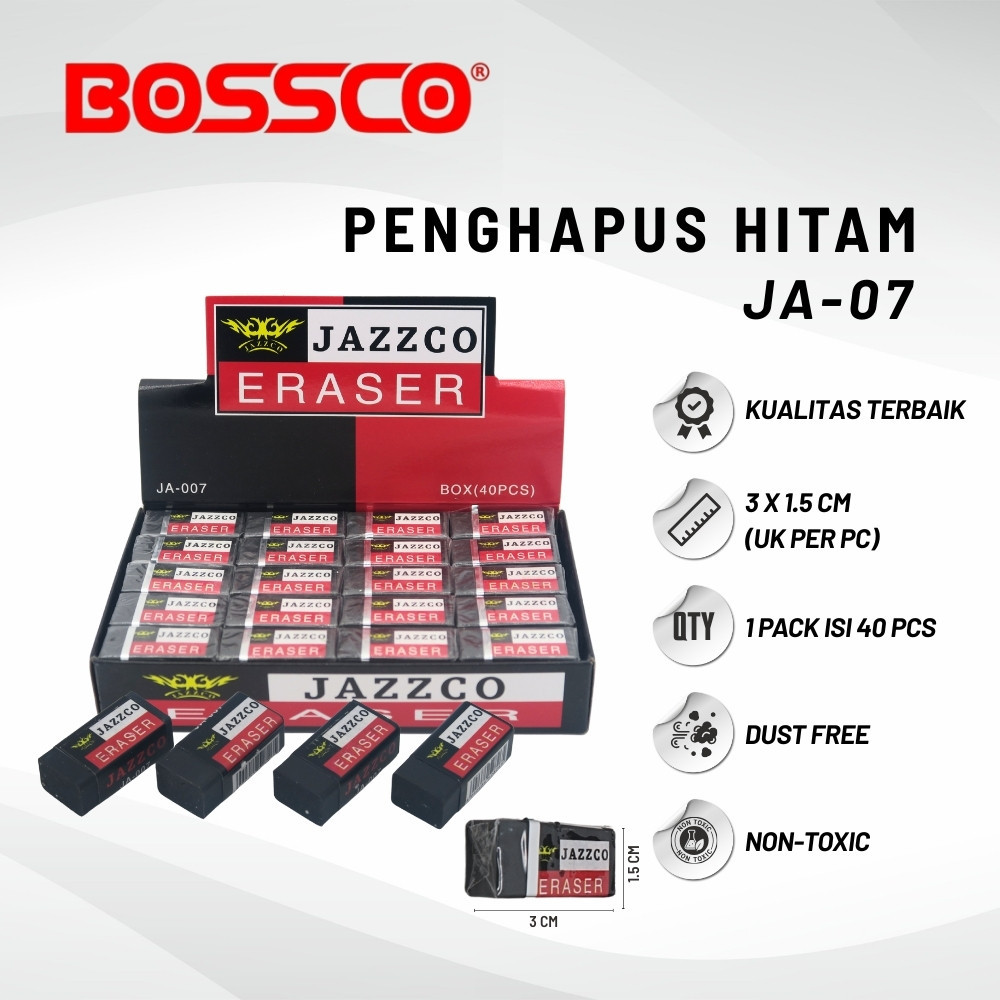 

1 box Eraser Penghapus Jazzco Hitam Kecil JA-007 (40 Pcs)