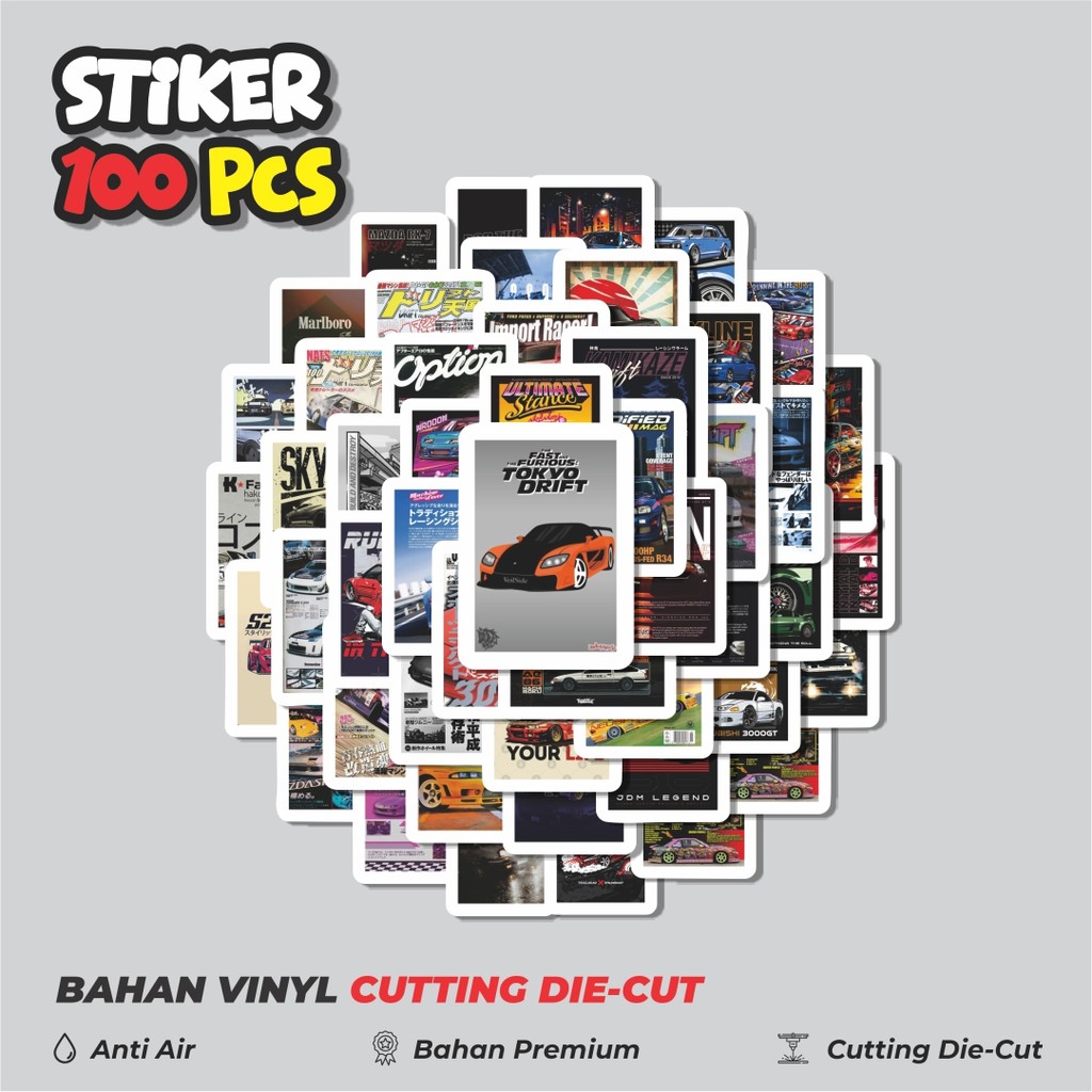 

Terbaru! 50 pcs Stiker Super Street Racer JDM Car v4 Dekorasi Lucu Kreatif untuk Notebook, Skateboard, HP