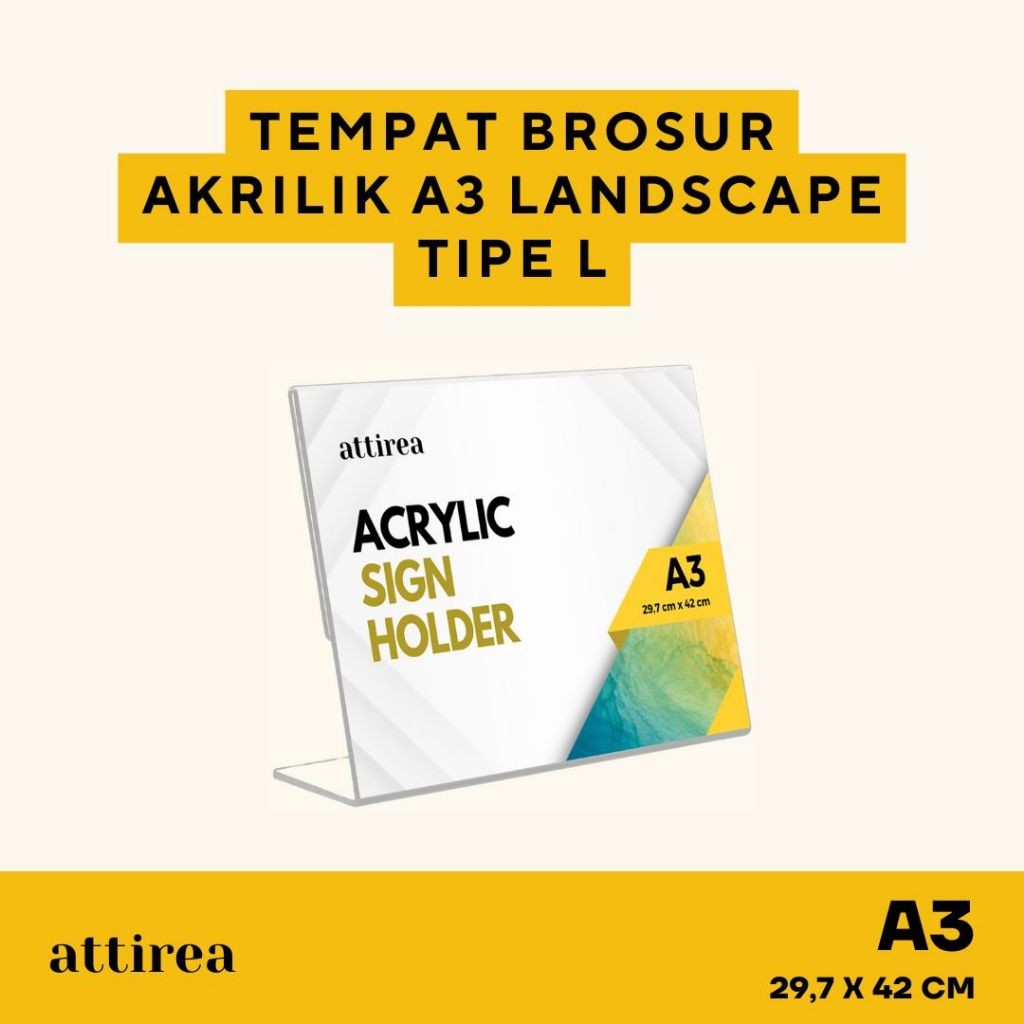 

Tempat Brosur Akrilik A3 Landscape - Tipe L | Tent Holder Standing | Qris Card Menu