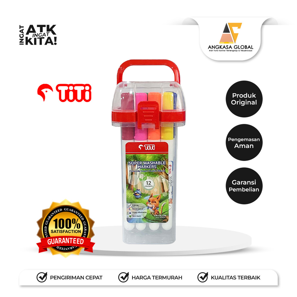 

TITI 12C SPIDOL WARNA MUDAH DICUCI/ SUPER WASHABLE MARKERS TI-SWM-12 (1SET)