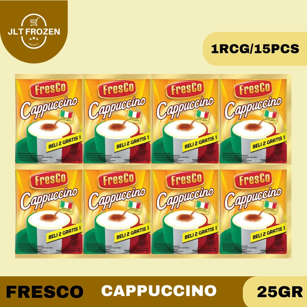 

Fresco Cappucino 25g - 1 RCG /15PCS / Kopi Cappucino / Capucino / Coffe / Kopi Instan / Kopi Bubuk / Kopi Seduh