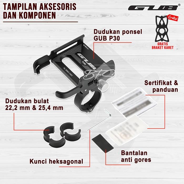 Promo GUB P30 Original Holder Hp Dudukan Ponsel Aluminium Aloy - Holder GUB P30, Hitam Merah Terlari