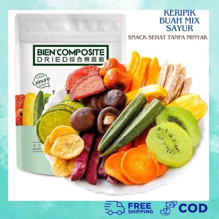 

G-SPEEDS[HALAL] Snack Keripik Buah Mix Sayur Leisure 12 macam 250gram/keripik sehat tanpa minyak/keripik low calori
